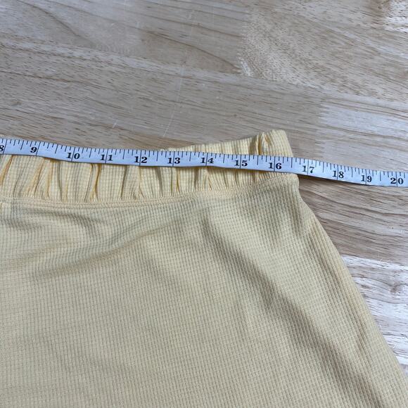 Athleta Wind Down Sleep Shorts Waffle Knit Yellow Women's Size Large NWT - Picture 7 of 9